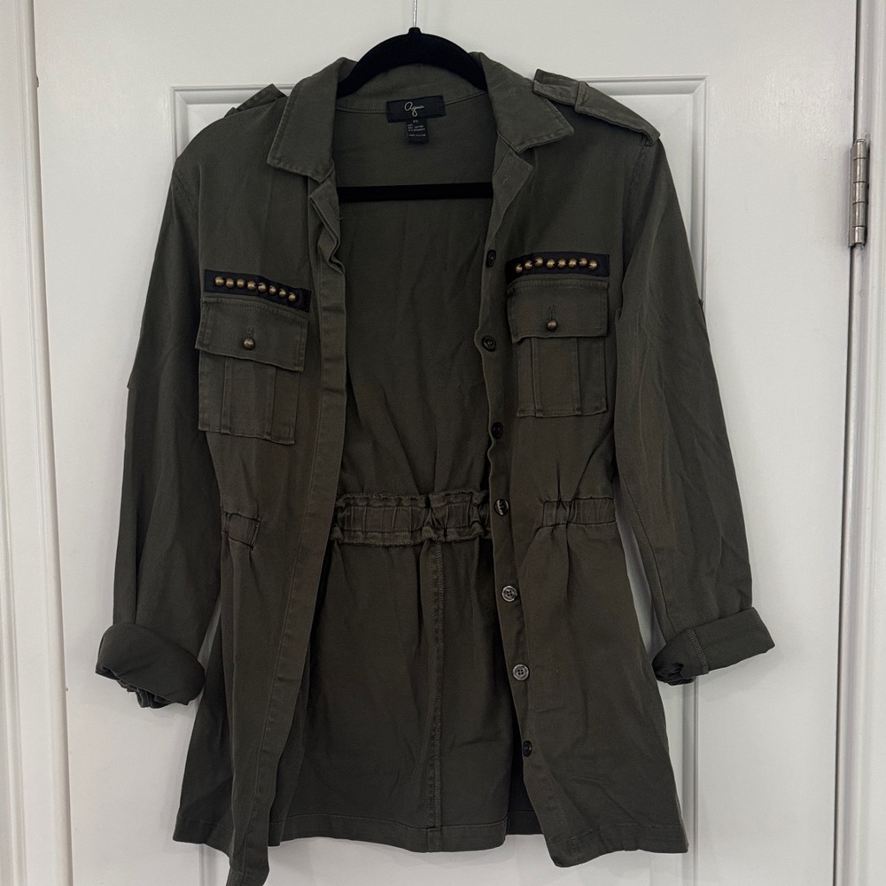 Aqua Olive Utility Jacket with Stud Details